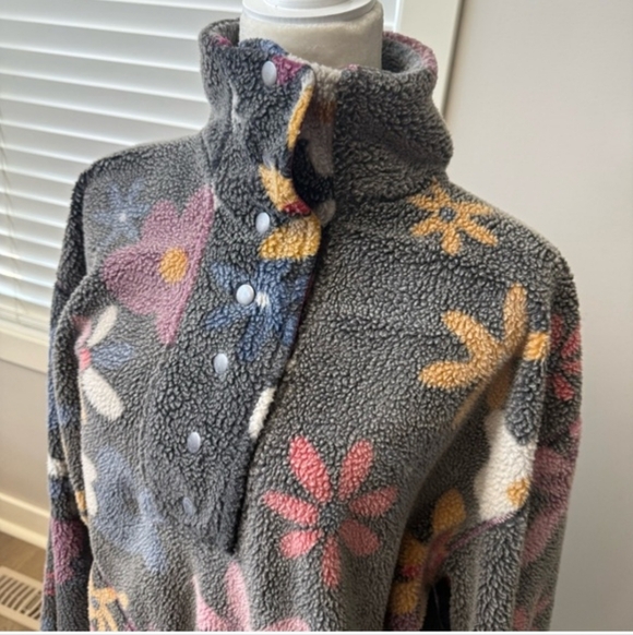 BDG Gray Floral Teddy Sweatshirt - Picture 3 of 6